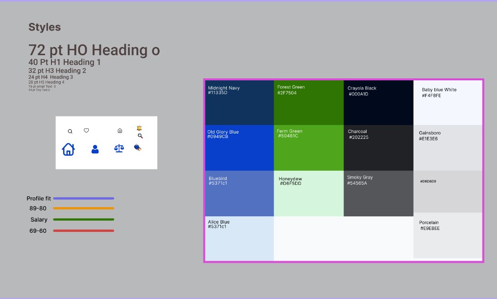 CareerFlow360 styles — typography, icons, and color palette